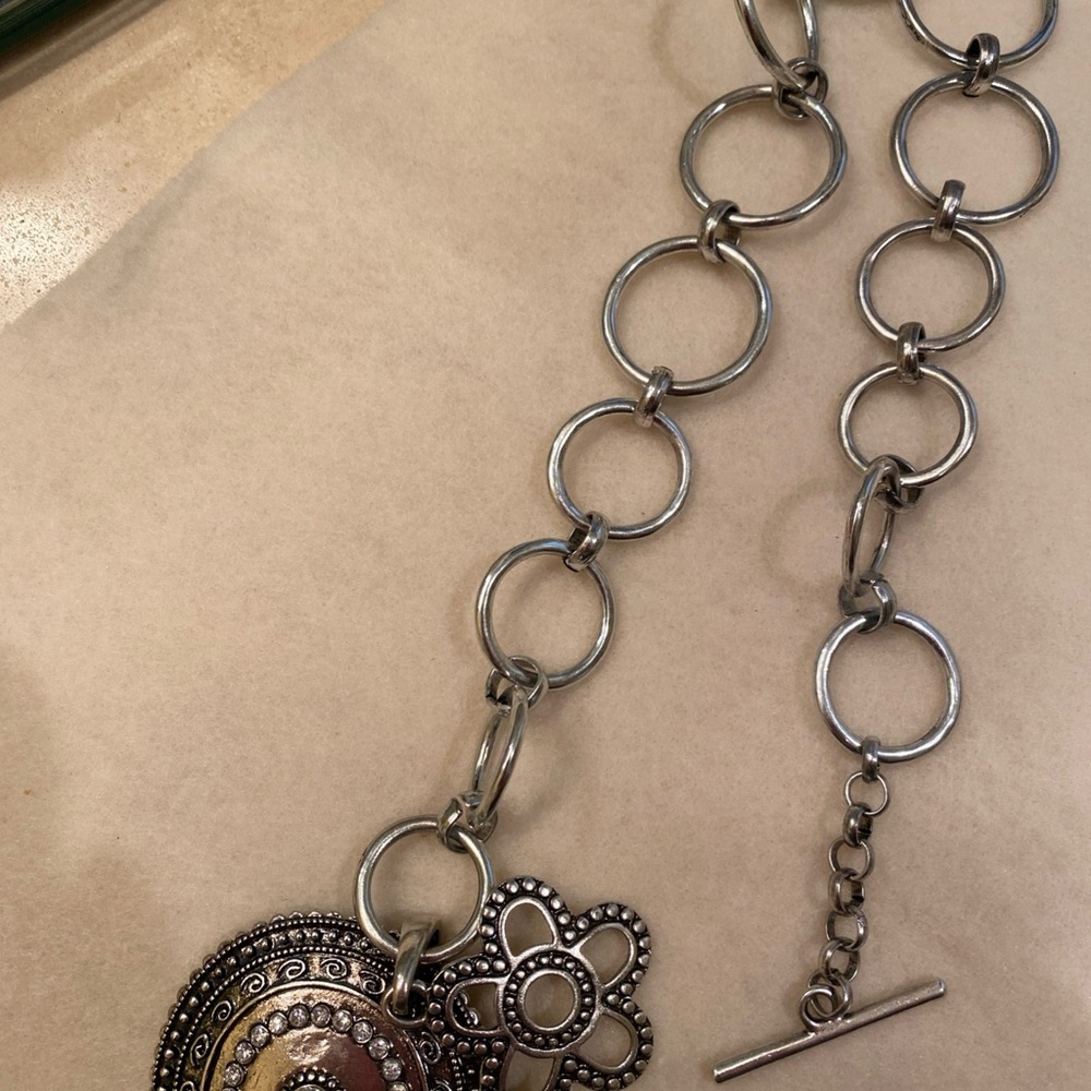 Silver and Gold Tone Pendant Necklace
